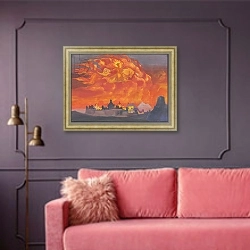 «Sophiathe Wisdom of the Almighty, 1932» в интерьере гостиной с розовым диваном