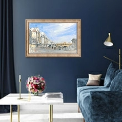 «Pont Neuf from the Quai de l'Ecole, Paris» в интерьере в классическом стиле в синих тонах