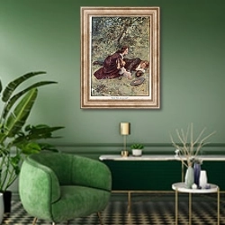 «Illustration for Lorna Doone 11» в интерьере гостиной в зеленых тонах