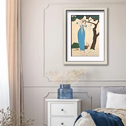 «Le Cerises» в интерьере спальни в стиле прованс с синими деталями