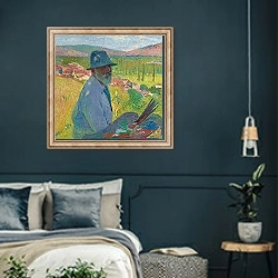 «Autoportrait à La Bastide-du-Vert» в интерьере классической спальни с темными стенами