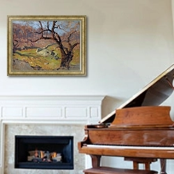 «Вид недалеко от Ялты» в интерьере классической гостиной над камином