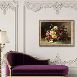 «Bouquet de roses» в интерьере в классическом стиле над банкеткой