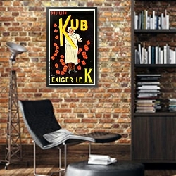 «Bouillon Kub» в интерьере кабинета в стиле лофт с кирпичными стенами