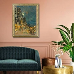 «Марсельская набережная Ночью» в интерьере классической гостиной над диваном