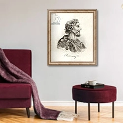 «Charlemagne, King of the Franks» в интерьере гостиной в бордовых тонах