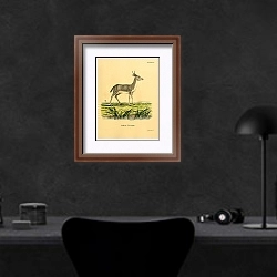 «Болотный козёл» в интерьере кабинета в черных цветах над столом