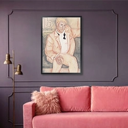 «David, 1998» в интерьере гостиной с розовым диваном