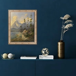 «Der Sarstein bei Alt-Aussee» в интерьере в классическом стиле в синих тонах