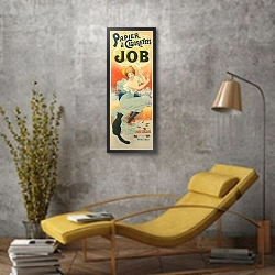 «Papier À Cigarettes Job» в интерьере в стиле лофт с желтым креслом