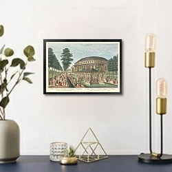 «The Chinese House, the Rotunda, & the Company in Masquerade in Renelagh Gardens» в интерьере в стиле ретро над столом