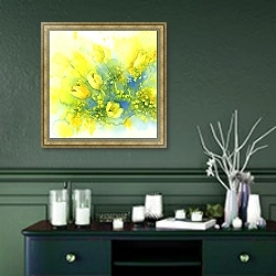 «Весенний свет» в интерьере прихожей в зеленых тонах над комодом