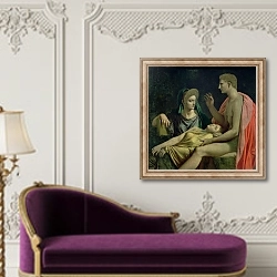 «Virgil 70-19 BC) Reading the 'Aeneid' to Livia, Octavia and Augustus, 1819» в интерьере в классическом стиле над банкеткой
