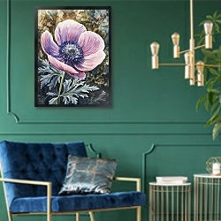 «The tenderness of the anemone's awakening» в интерьере в классическом стиле с зеленой стеной