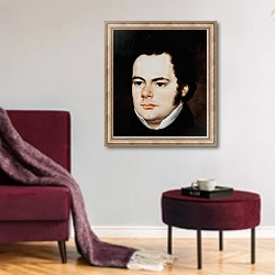 «Franz Peter Schubert 2» в интерьере гостиной в бордовых тонах