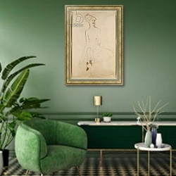 «Seated Woman, 1908» в интерьере гостиной в зеленых тонах