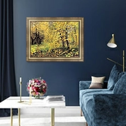 «Золотая осень 2» в интерьере в классическом стиле в синих тонах