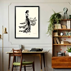 «Черный пояс» в интерьере кабинета в стиле ретро над столом