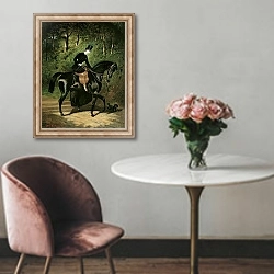 «The Rider Kipler on her Black Mare» в интерьере в классическом стиле над креслом