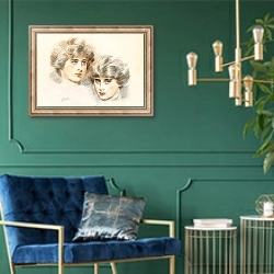 «Studies For Ellen’s Face» в интерьере в классическом стиле с зеленой стеной