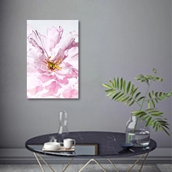 «Цветок вишни крупным планом» в интерьере современной гостиной в серых тонах