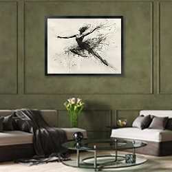 «Ballerina in motion» в интерьере гостиной в оливковых тонах