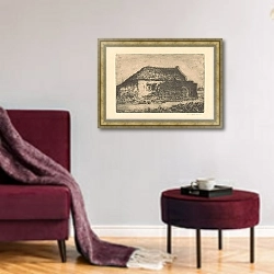 «Schuur bij Voorburg» в интерьере гостиной в бордовых тонах