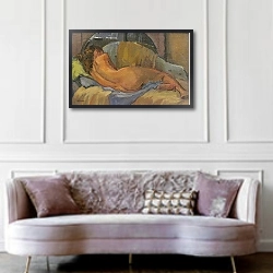 «Nude on chaise longue, 2009» в интерьере гостиной в классическом стиле над диваном