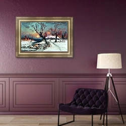 «Закат солнца зимой. 1891» в интерьере в классическом стиле в фиолетовых тонах