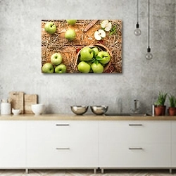«Зеленые сочные яблоки » в интерьере современной кухни над раковиной