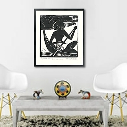 «Папоэмейси» в интерьере гостиной в этническом стиле над столом