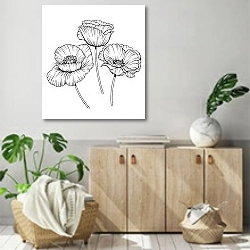 «line poppies vector set 01» в интерьере современной комнаты над комодом
