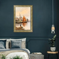 «Partie Aus Konstantinopel» в интерьере классической спальни с темными стенами