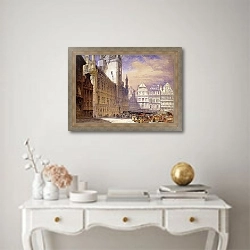 «The Hotel de Ville, Brussels, 1856» в интерьере в классическом стиле над столом