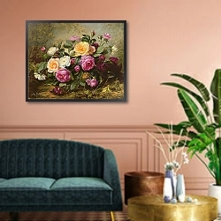 «AB235 Full Blown Roses» в интерьере классической гостиной над диваном