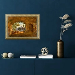 «A Grotto with Castel Gandolfo Beyond» в интерьере в классическом стиле в синих тонах