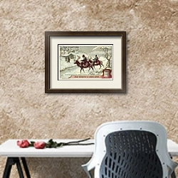 «Postal service using reindeer in the northern Urals» в интерьере кабинета с песочной стеной над столом