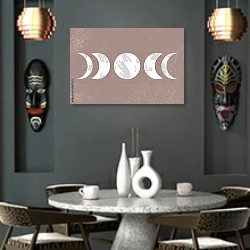 «Фазы луны 3» в интерьере в этническом стиле над столом