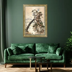 «Świteź» в интерьере зеленой гостиной над диваном