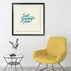 «A kind reminder №2» в интерьере комнаты в скандинавском стиле с желтым креслом