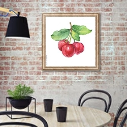 «Веточка Ацеролы с ягодами» в интерьере современной кухни с кирпичной стеной