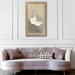 «Two geese» в интерьере гостиной в классическом стиле над диваном