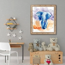 «Синий акварельный слон» в интерьере детской комнаты для девочки с игрушками