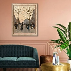«La Place de la République, Paris» в интерьере классической гостиной над диваном
