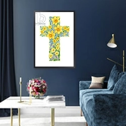 «Floral Cross II, 2000» в интерьере в классическом стиле в синих тонах