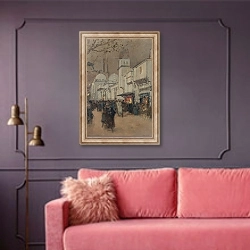 «La rue des Nations, à l’Exposition Universelle de 1900» в интерьере гостиной с розовым диваном
