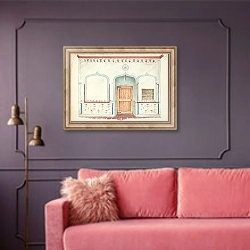 «Wall Painting» в интерьере гостиной с розовым диваном