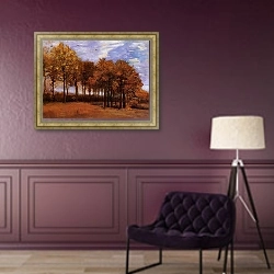 «Осенний пейзаж 6» в интерьере в классическом стиле в фиолетовых тонах