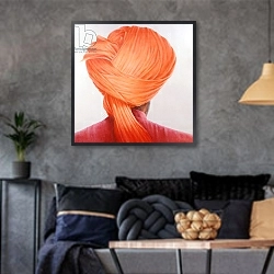 «Saffron Turban» в интерьере гостиной в стиле лофт в серых тонах
