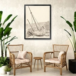 «Schuit» в интерьере комнаты в стиле ретро с плетеными креслами